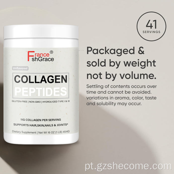 Peptídeos de colágeno Shecome em pó para articulações da pele do cabelo